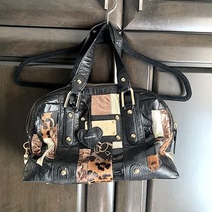 Bébé patchwork style handbag in genuine leather